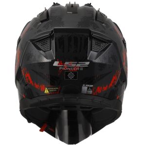 LS2 Pioneer 2 Crazy Kapalı Motosiklet Kaskı Kpa Kabuk Güneş Vizörlü Ece 22.06 - Alc Motosiklet Mat Siyah Gri Kırmızı - MEDIUM