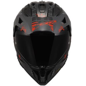 LS2 Pioneer 2 Crazy Kapalı Motosiklet Kaskı Kpa Kabuk Güneş Vizörlü Ece 22.06 - Alc Motosiklet Mat Siyah Gri Kırmızı - LARGE