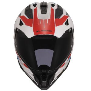 LS2 Pioneer 2 Namib Kapalı Motosiklet Kaskı Kpa Kabuk Güneş Vizörlü Ece 22.06 - Alc Motosiklet Beyaz Mavi Kırmızı - XX LARGE