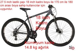Salcano NG Team 100 27.5HD 24 Vites 18 Kadro Dağ Bisikleti (170 ile 180 cm arası boy) Koyu Gri Yeşil