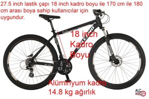 Salcano NG Team 100 27.5HD 24 Vites 18 Kadro Dağ Bisikleti (170 ile 180 cm arası boy) Siyah Beyaz