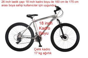 Salcano Lion 26 Jant 18 Kadro Disk Fren Dağ Bisikleti (160/175 cm arası boy) Krom Siyah
