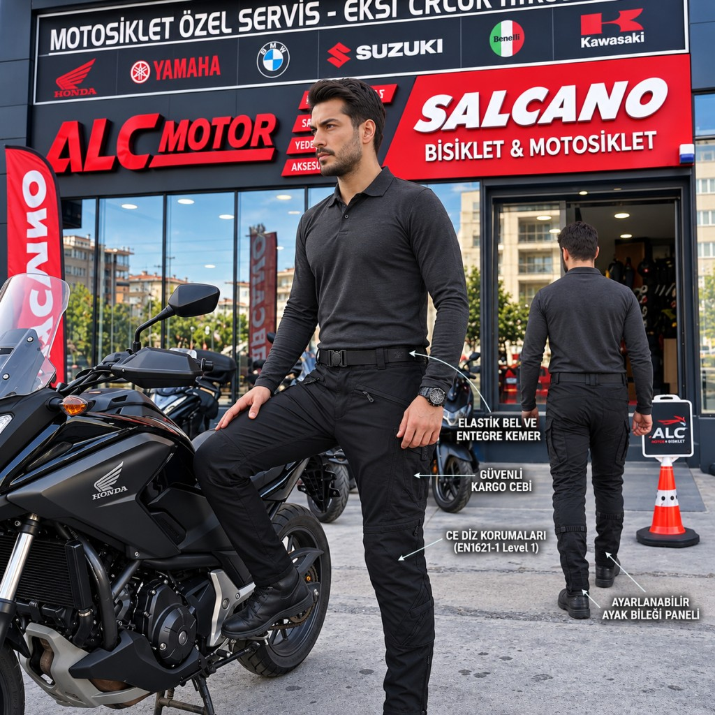 Douglas Su ve Rüzgar Geçirmez 3 Katmanlı Softshell Korumalı Motosiklet Pantolonu