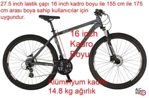 Salcano NG Team 100 27.5HD 24 Vites 16 Kadro Dağ Bisikleti (155 ile 175 cm arası boy) Koyu Gri Yeşil